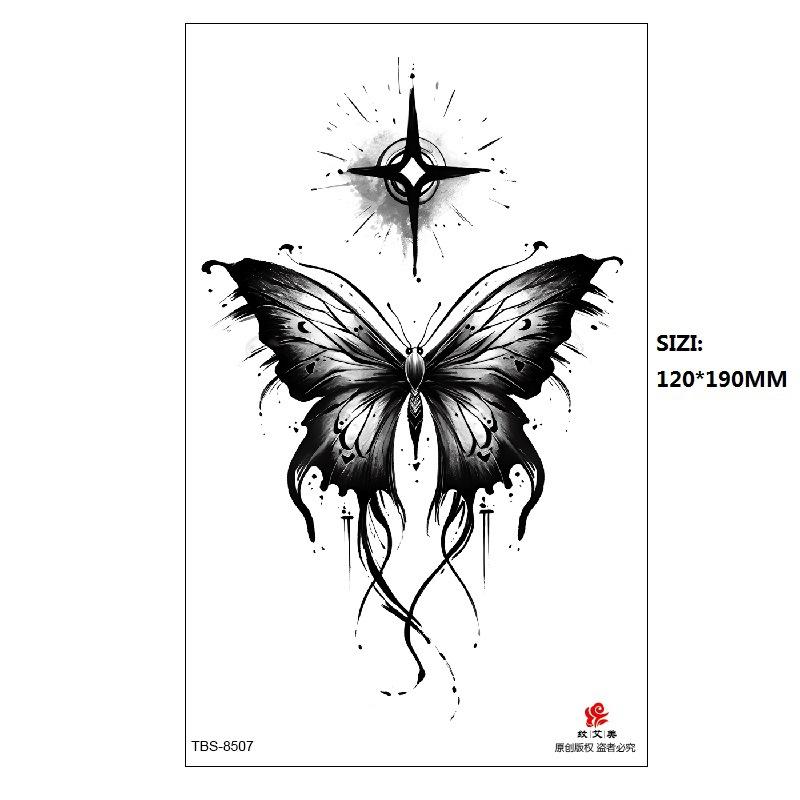 Black Butterfly Owl Sunflower Set Water Transfer Simulation Temporary Tattoo Sticker