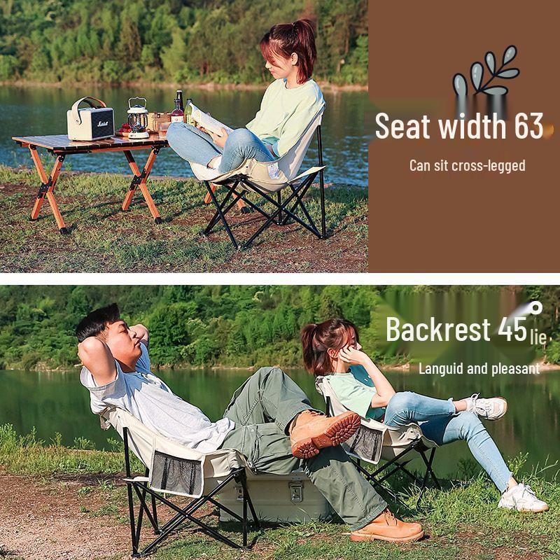 Germany Outdoor Folding Moon Chair: Portable Camping and Fishing Chair with Backrest.