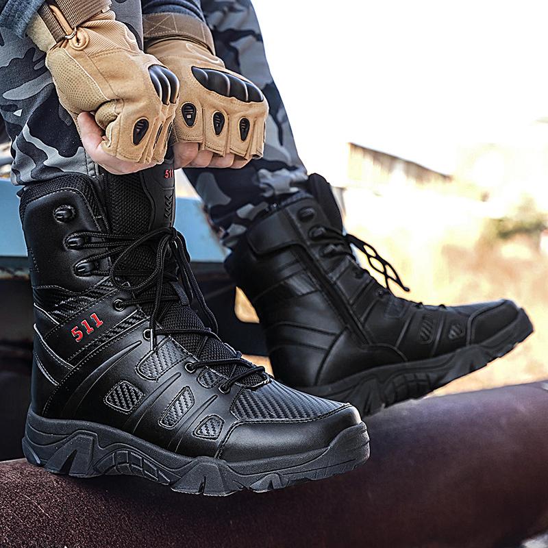 Men Tactical Boots Army Boots Mens Desert Waterproof Work Chelsea Shoes Climbing Hiking Shoes Ankle Men Outdoor Boots Big Size47