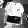 Trendy Hong Kong Style Harajuku Summer Clothing Oversize Tshirt Women Loose Short Sleeve Top Fat Girl Street Fried Heart Shape Print