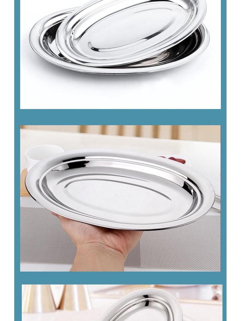 304 Stainless Steel Deep Oval Fish Plate: Thickened Egg-Shaped Dish for Steaming, BBQ & More. Ideal for Home Dining.