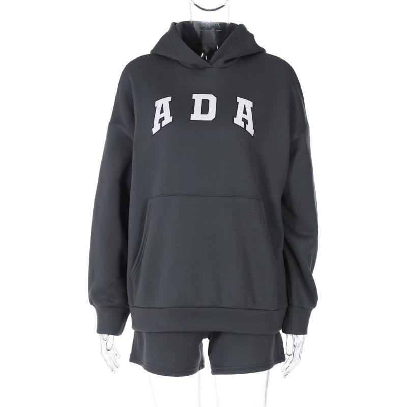Europa e Stati Uniti commercio estero transfrontaliero caldo casual versatile stampa lettera ADA felpa con cappuccio larga personalizzata strada donna