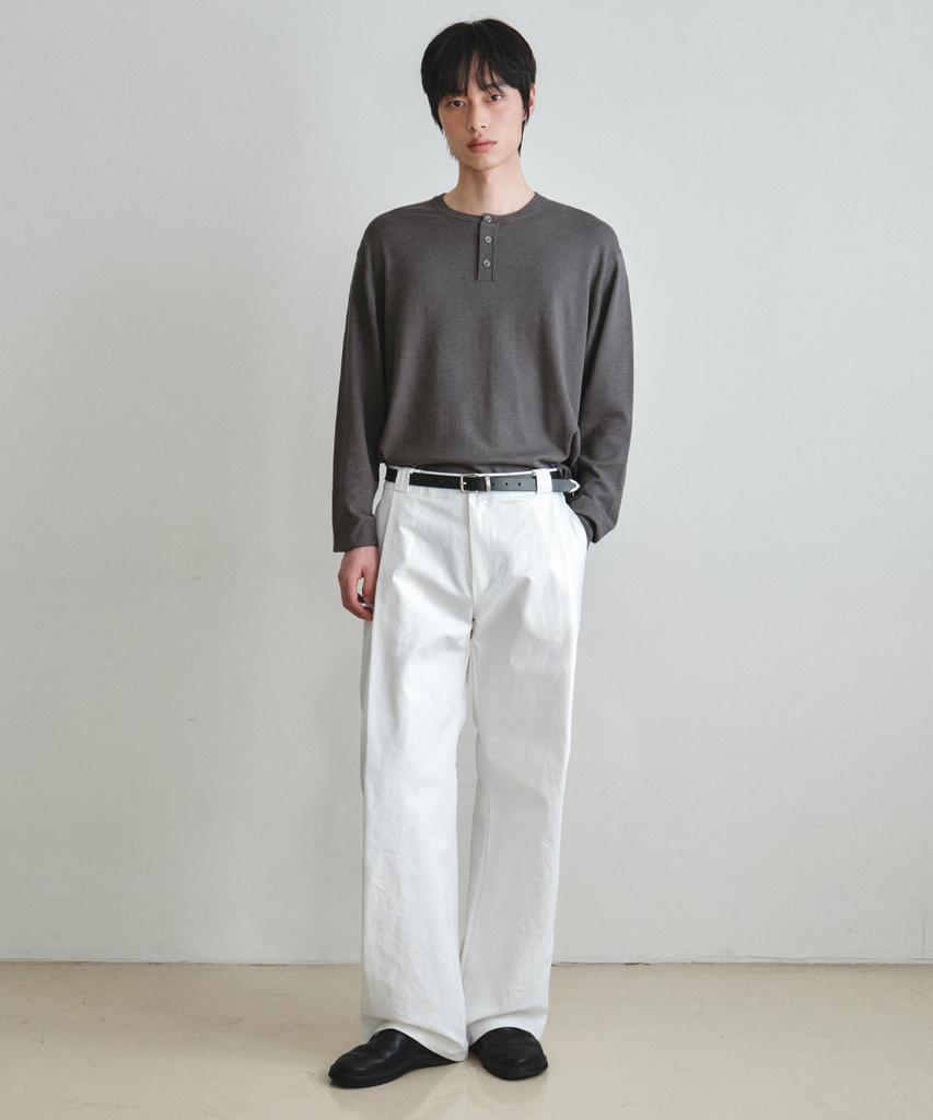Wednesday Oasis Washable Minimalist Henley Neck Knit_Khaki Brown(Wc26Kn21)