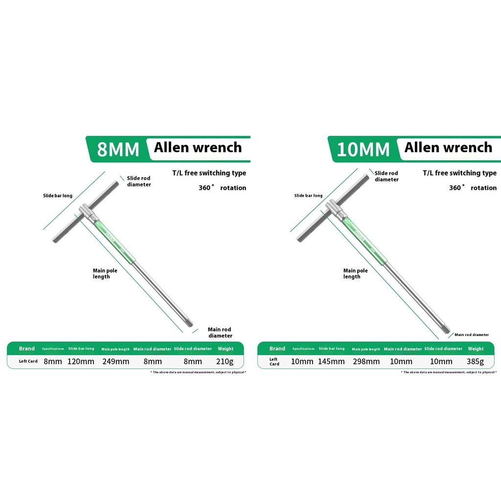 Steel Hex Wrench Set 10 Piece T Bar L Shaped Double Function Construction Equipment and Furniture Assembly Kit