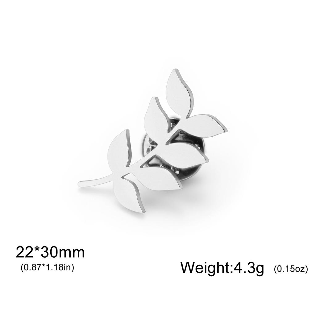 Lucktune Gold Color Olive Branch Brooch Stainless Steel Women's Brooch Metal Pins For Men's Shirt Badges Lapel Pins Jewelry Gift