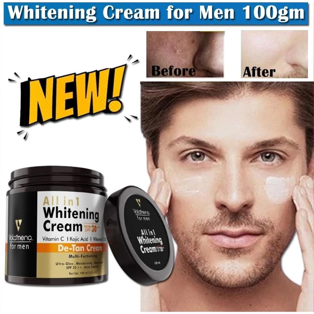 Advanced All-in-One Whitening Face Cream for Men 100ml | SPF 30+ with Kojic Acid & Vitamin C | for Tan Removal Brightening and Skin Protection