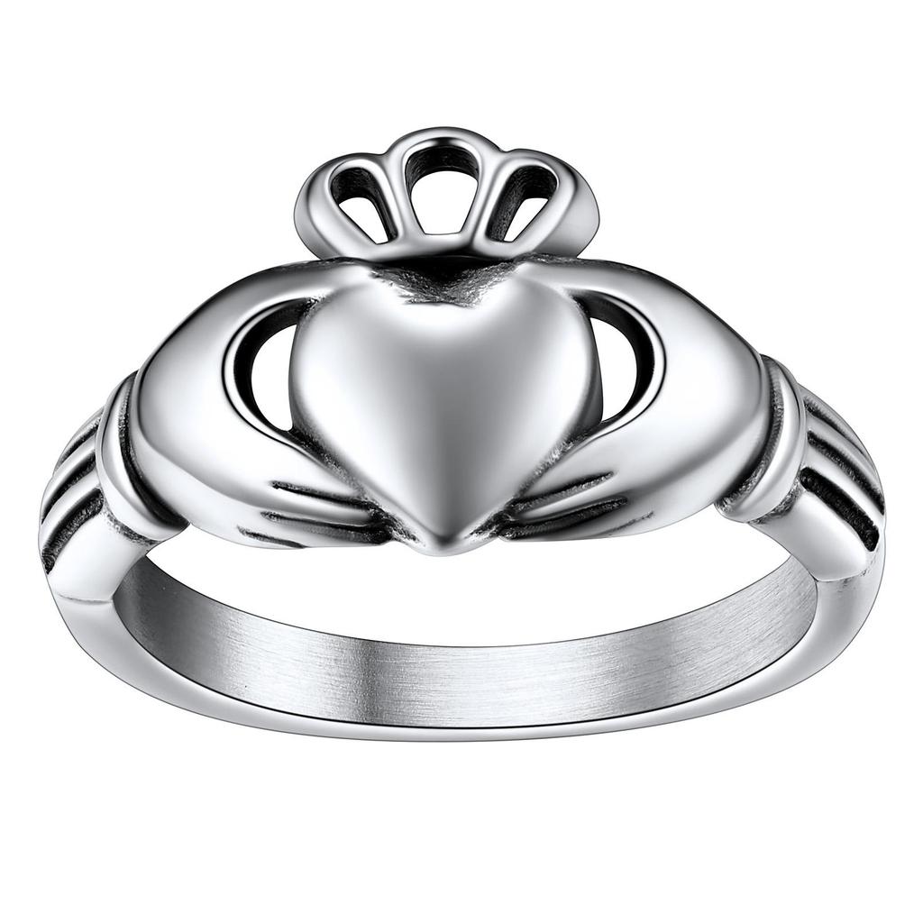 316L Stainless Steel Claddagh Rings for Lovers Retro-style Love Loyalty BFF Wedding Anniversary Irish Matching Couple Jewelry