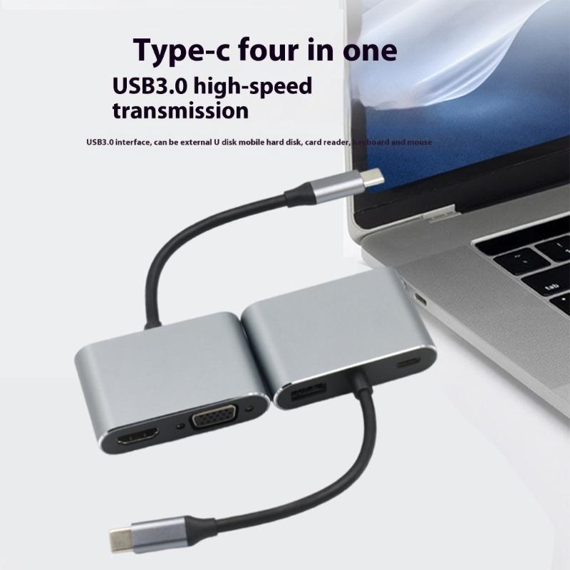 Multiports USB C To 4K 30Hz Adapter with VGA USB 3.0 Port & 100W Power Delivery Charging For High Speeded Data Transfer