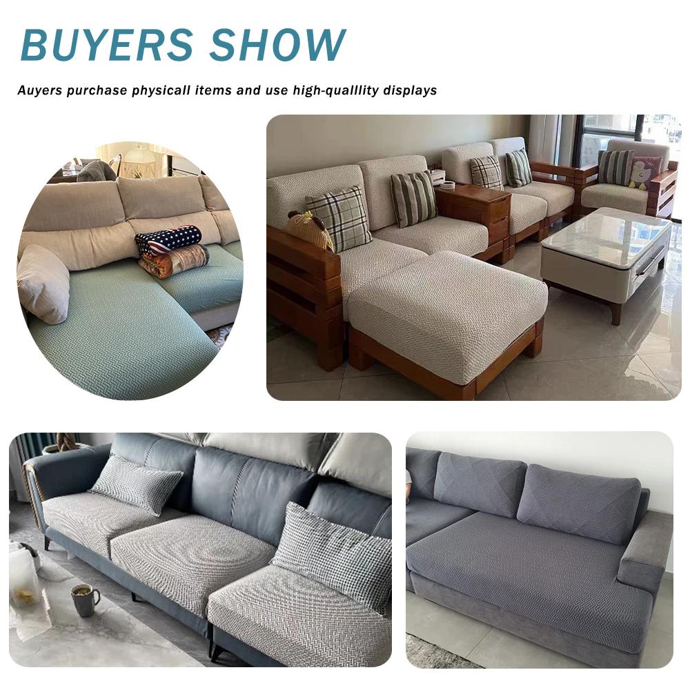 Jacquard Luxury Sofa Covers Elastic Sectional Sofa Seat Case Solid Colors Couch Covers For Sofas Living Room Chaise Lounge Pets