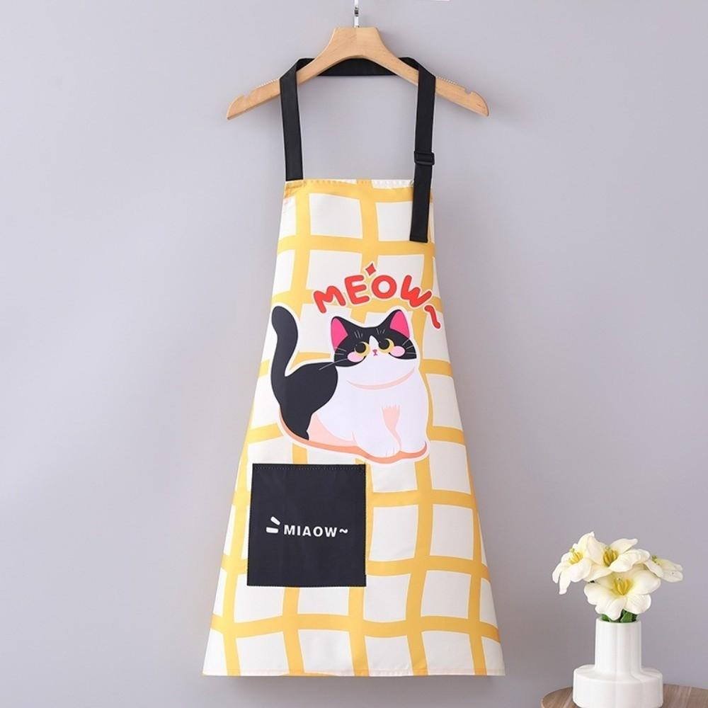 New Sleeveless Kitchen Aprons Cartoon Cats Canvas Cooking Apron Waterproof Adjustable Cafe Overalls for Cleaning