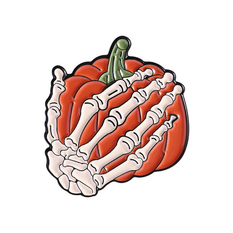 Halloween Skull Pumpkin Enamel Pins Custom Creative Skeleton Brooches Lapel Badges Clothes Punk Jewelry Gift for Kids Friends