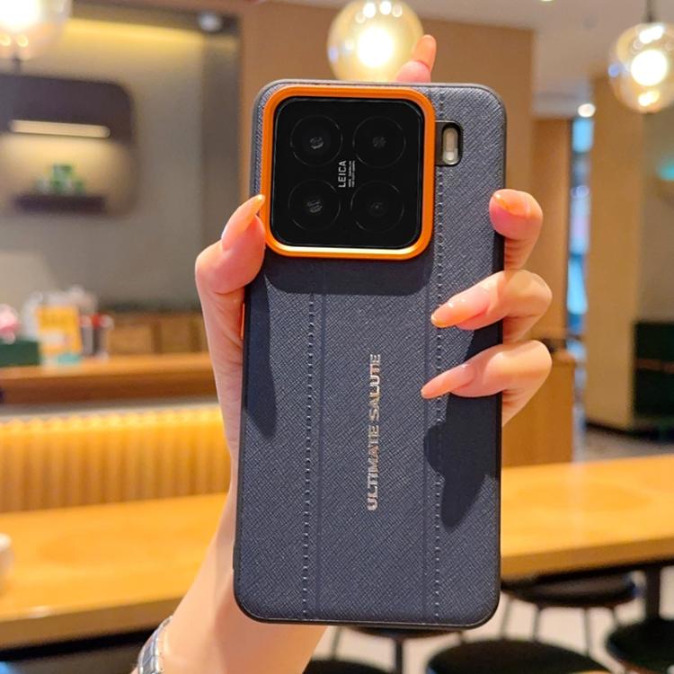 Metal Camera Lens Frame Buttons Vegan Leather Phone Case For Xiaomi 14 Ultra, Shockproof Protective Cover