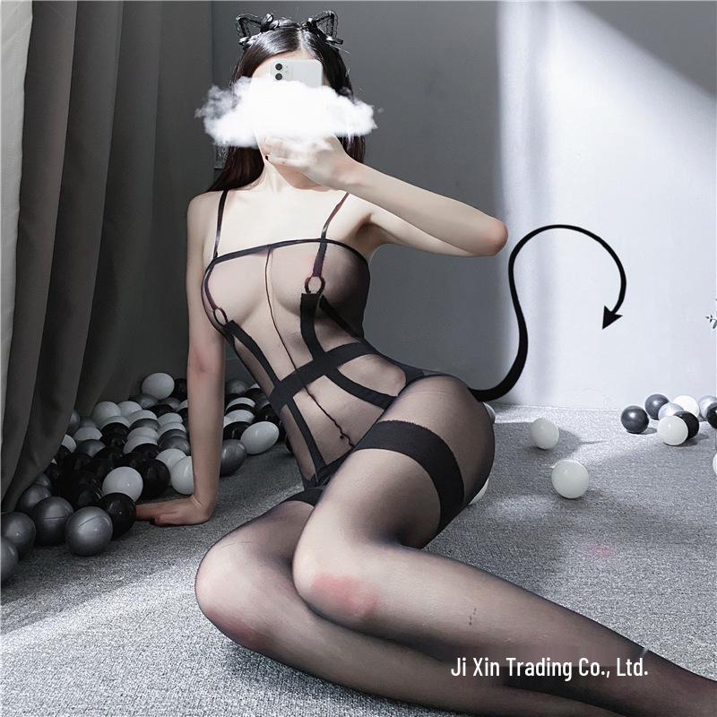 Set di Lingerie Erotica per Bondage da 52 Pezzi: Body in Seta con Spalline, Cavallo Aperto e Calze Strappabili a Mano
