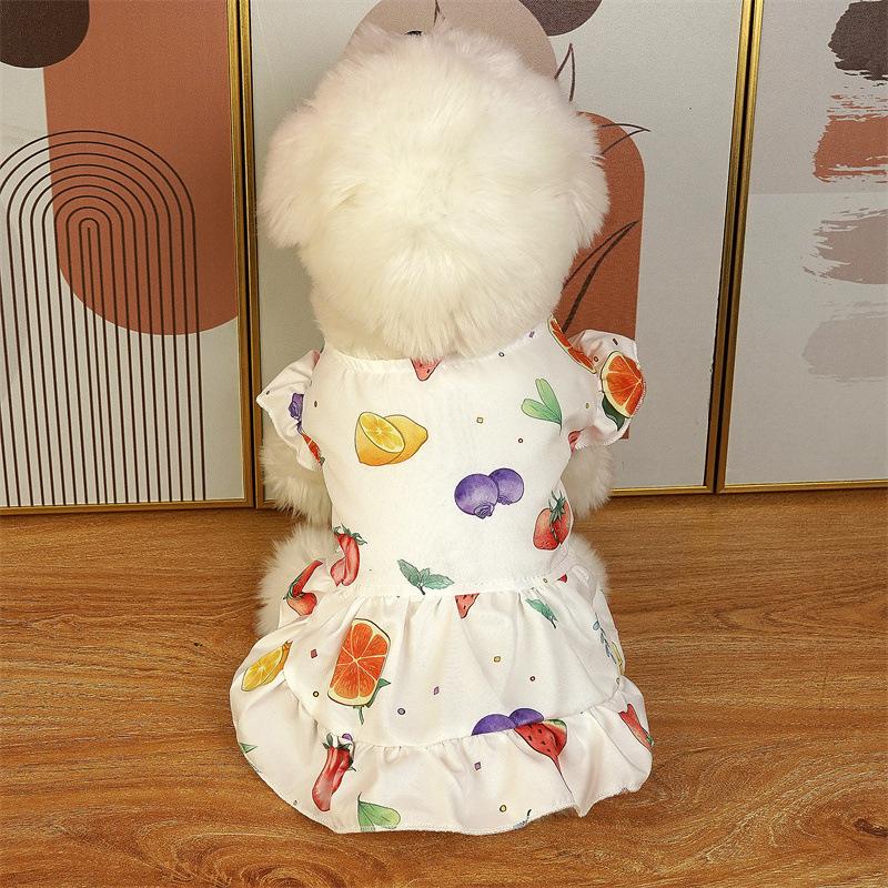

2025 new pet clothing clothing fruit dress strawberry lotus leaf sleeve dog cat cute summer dress XL