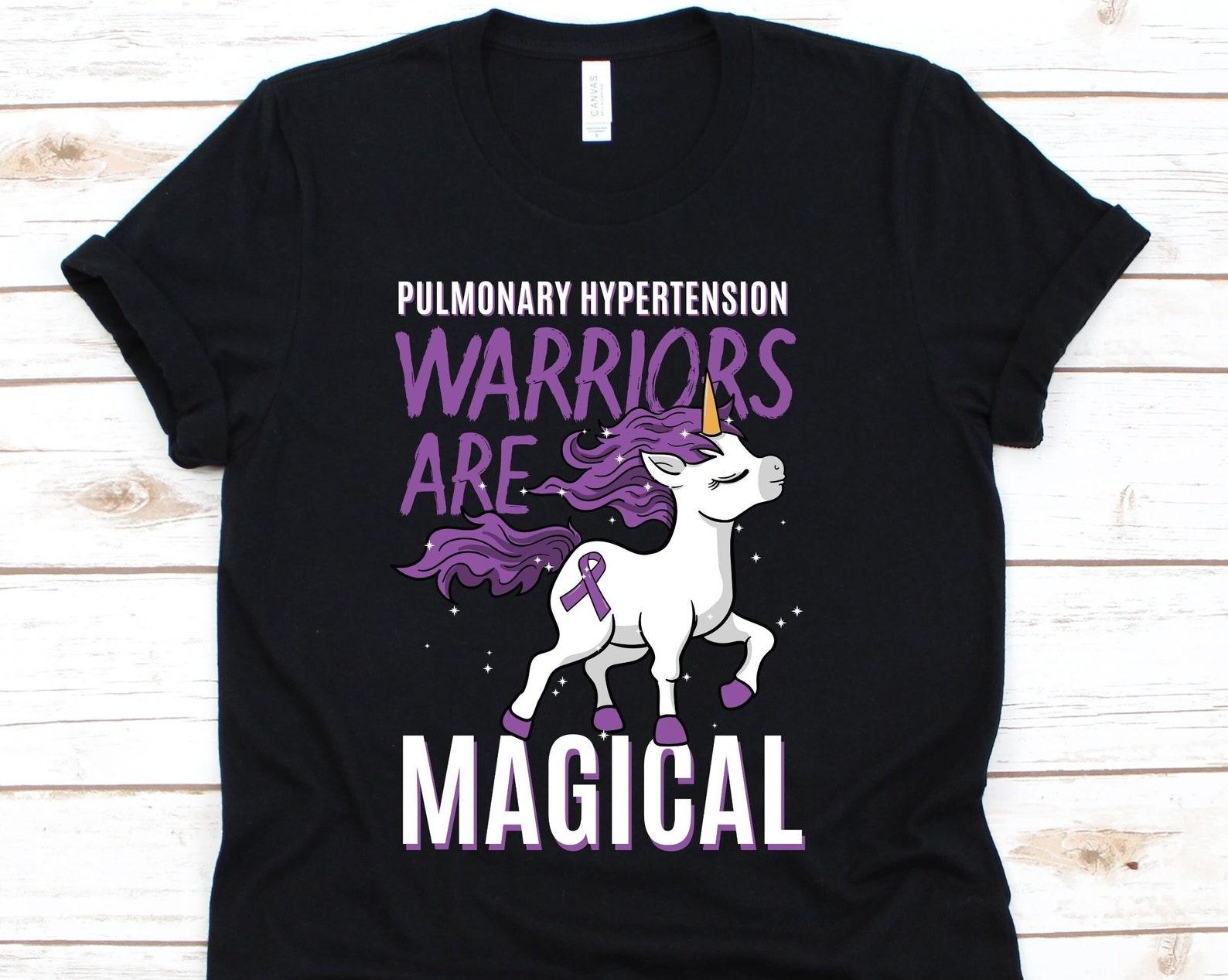 Pulmonary Hypertension Warriors Are Magical Shirt, Cute Unicorn Pulmonary Arterial Hypertension Tshirt, Gift For Ayerza Syndrome Fighter L