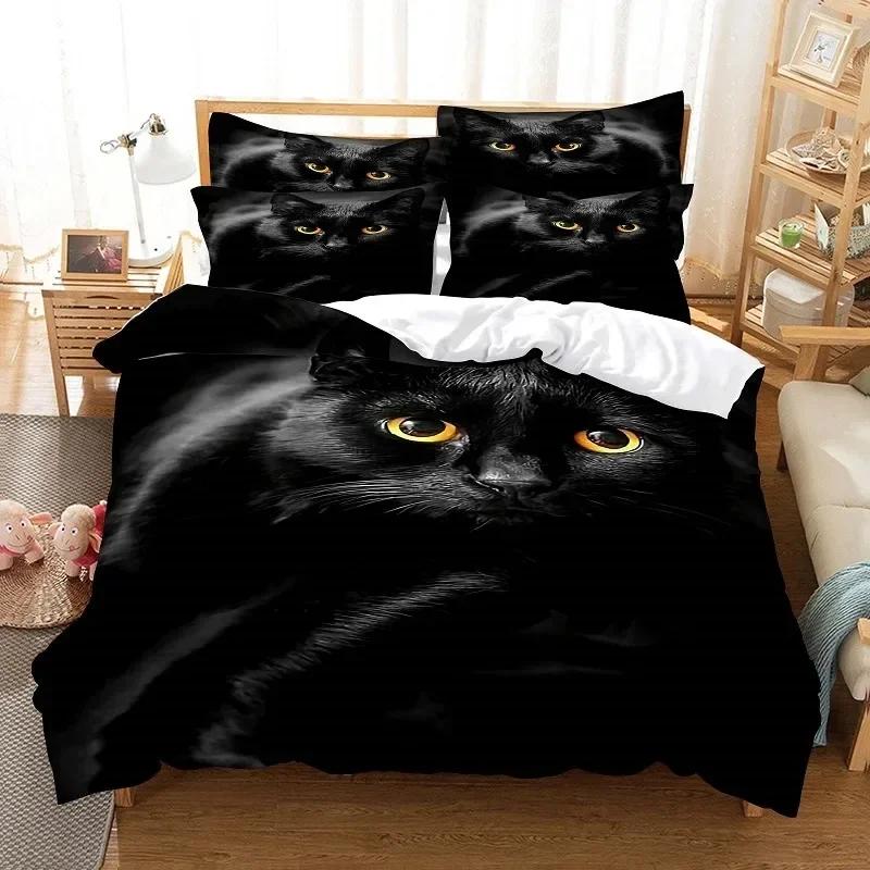 3d Black Leopard Animal Wolf Cat Dog Digital Comfortable Duvet Cover Pillowcase Bedding Set Bedroom Decoration Home Textile