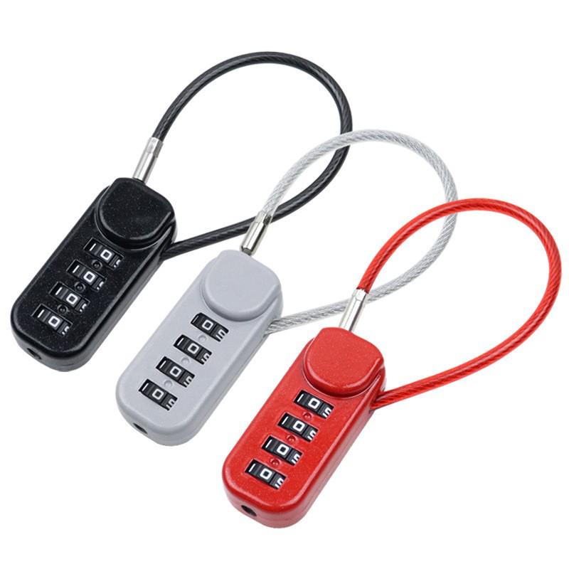 Выдвижной стальной тросовый кодовый замок для велосипедов, багажа, сумок и шлемов Rope length 13.5cm чёрный