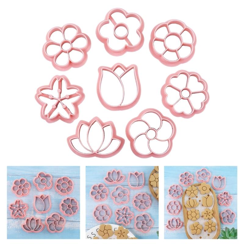 Pack Of 8 Flower Cookie Molds for Baking Enthusiasts Biscuit Fondant Embosser Stamp Rusts Resistant Dessert Bakewares