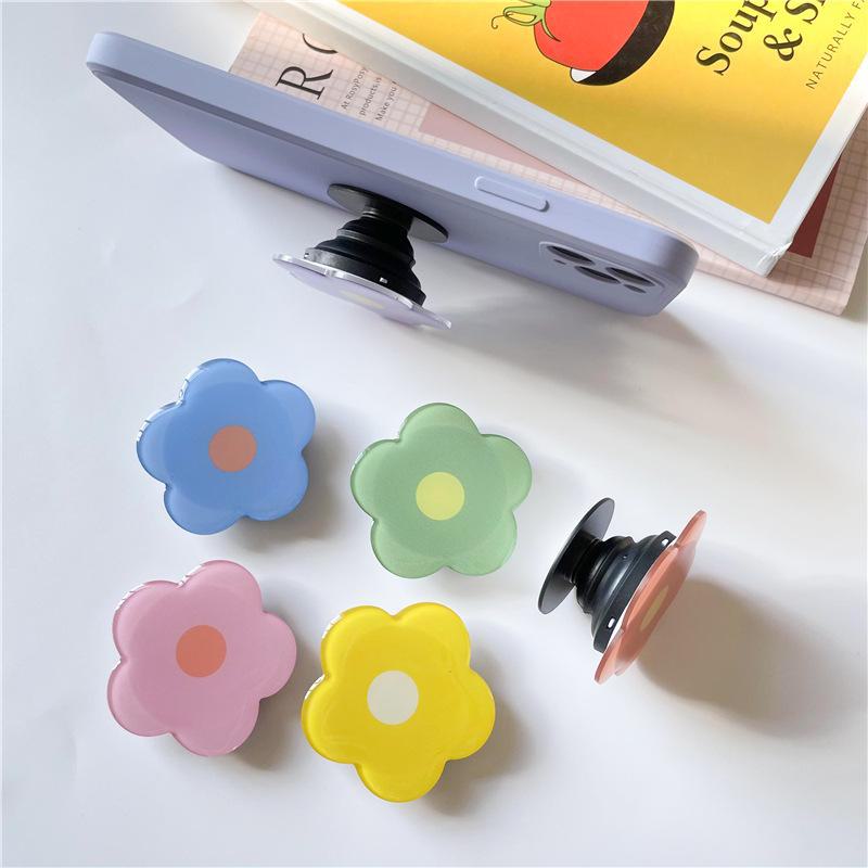 Colorful Acrylic Flower Phone Airbag Stand - Lazy, Retractable, Foldable, Sticky Desktop Holder