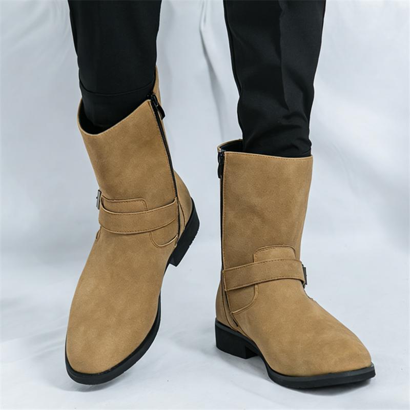 Winter Fashion New Pointed Suede Leather Chelsea Ankle Boots for Men Designer Casual Luxury Brand High-top Shoes Zapatos Hombre