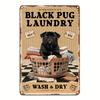 1pc Vintage Black Pug Metal Sign Wall Decor - Retro Iron Suitable for Home, Cafe, Kitchen, Bar - Adorable Pug Dog for Pug Lovers, Christmas And Birthd