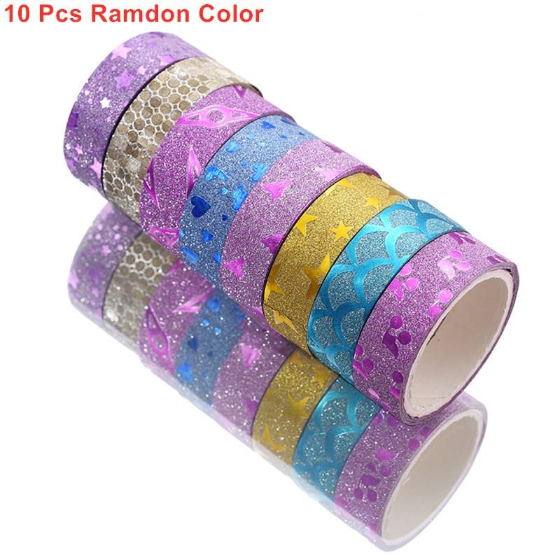 

10 шт. Глиттерный узор Глиттерная клейкая лента васи Наклейки для ручного дневника Маскировочная лента Декоративные Рождественские поделки своими руками