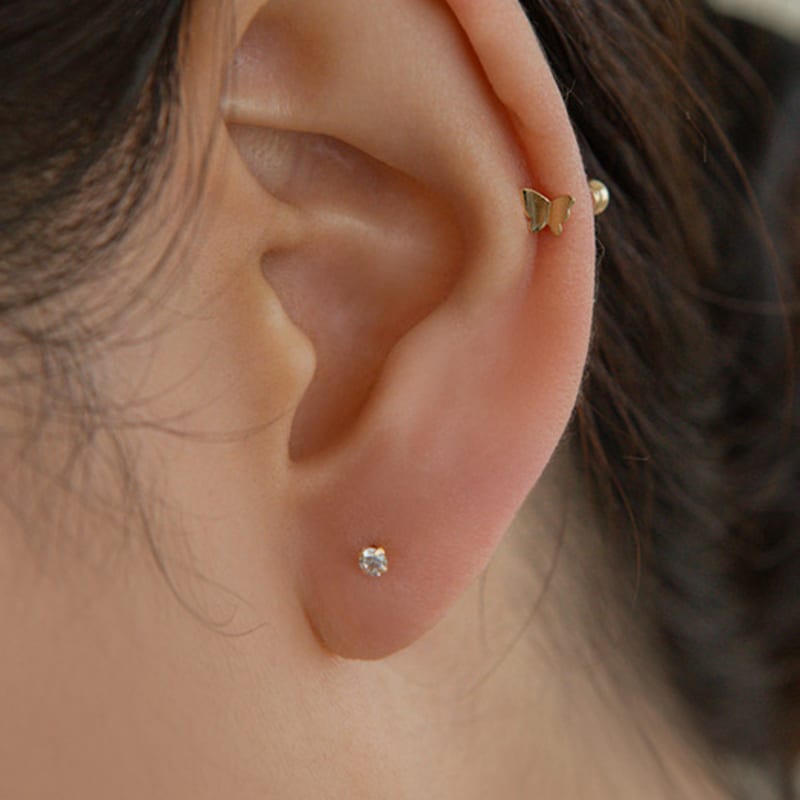 LUNNE 14k Butterfly Piercing Earrings (14k Gold) S13