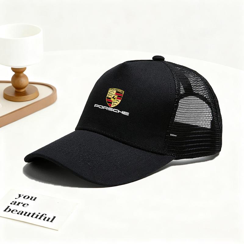 Baseball Cap Adjustable Sport Casual Cap For Porsche Emblem Outdoor Summer Men Women Leisure Breathable Mesh Cap Accessories