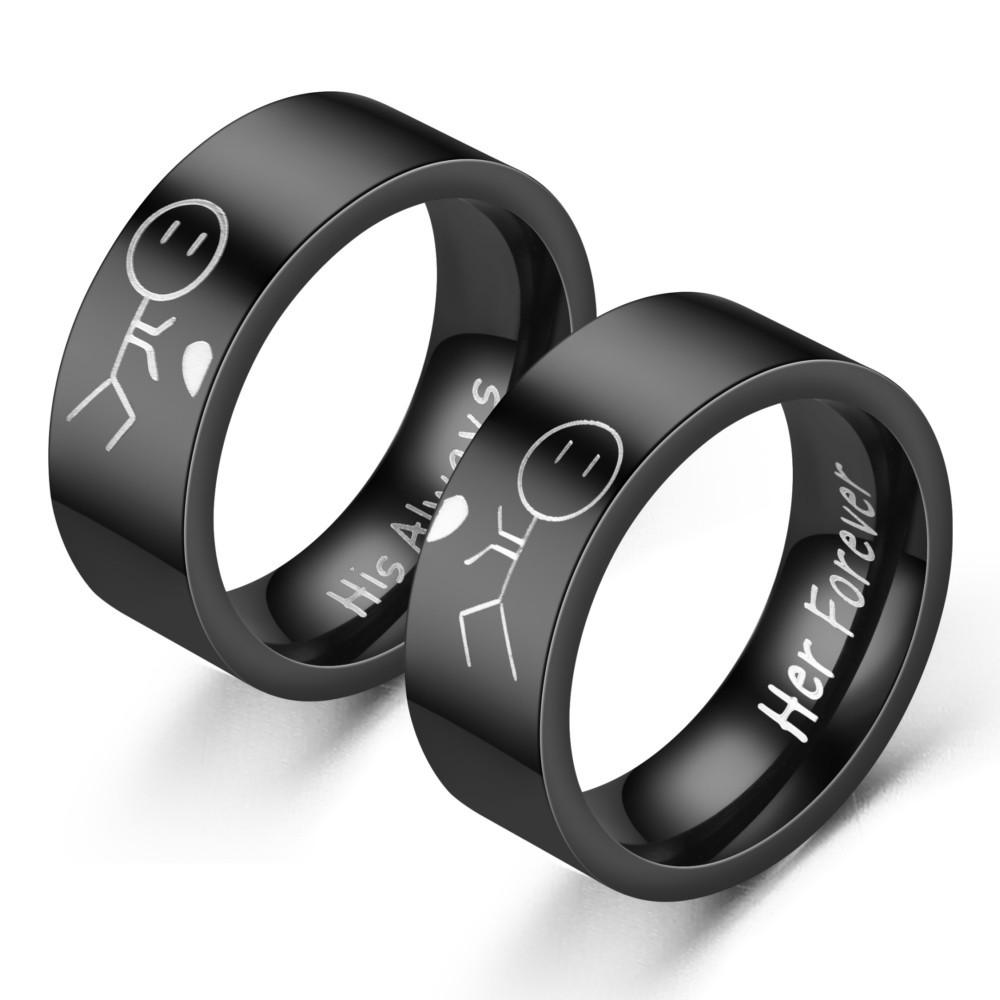 Unisex Stainless Steel 'I Love You' Hand In Pattern 6MM Width Couple Rings  Jewelry Gifts For Lovers