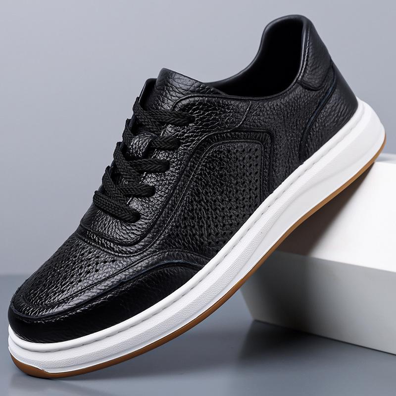 Men's 2024 Autumn Soft Leather Casual Sneakers - Soft Sole White Cowhide Shoes
