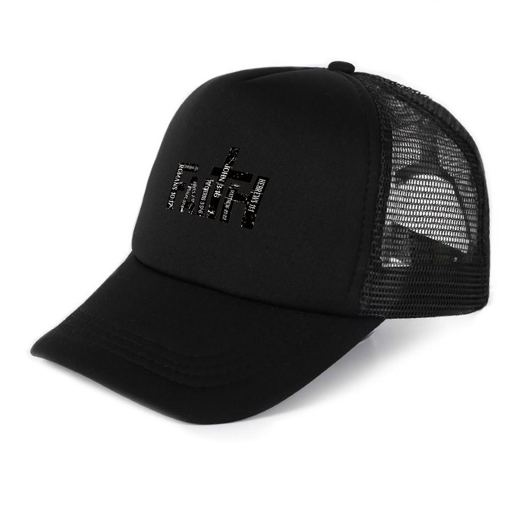 FAITH Kříž Tištěná Síťovaná Čepice Nastavitelná Snapback Hip Hop Plochá Čepice Unisex pro Turistiku Cyklistiku Venkovní Aktivity Dárky