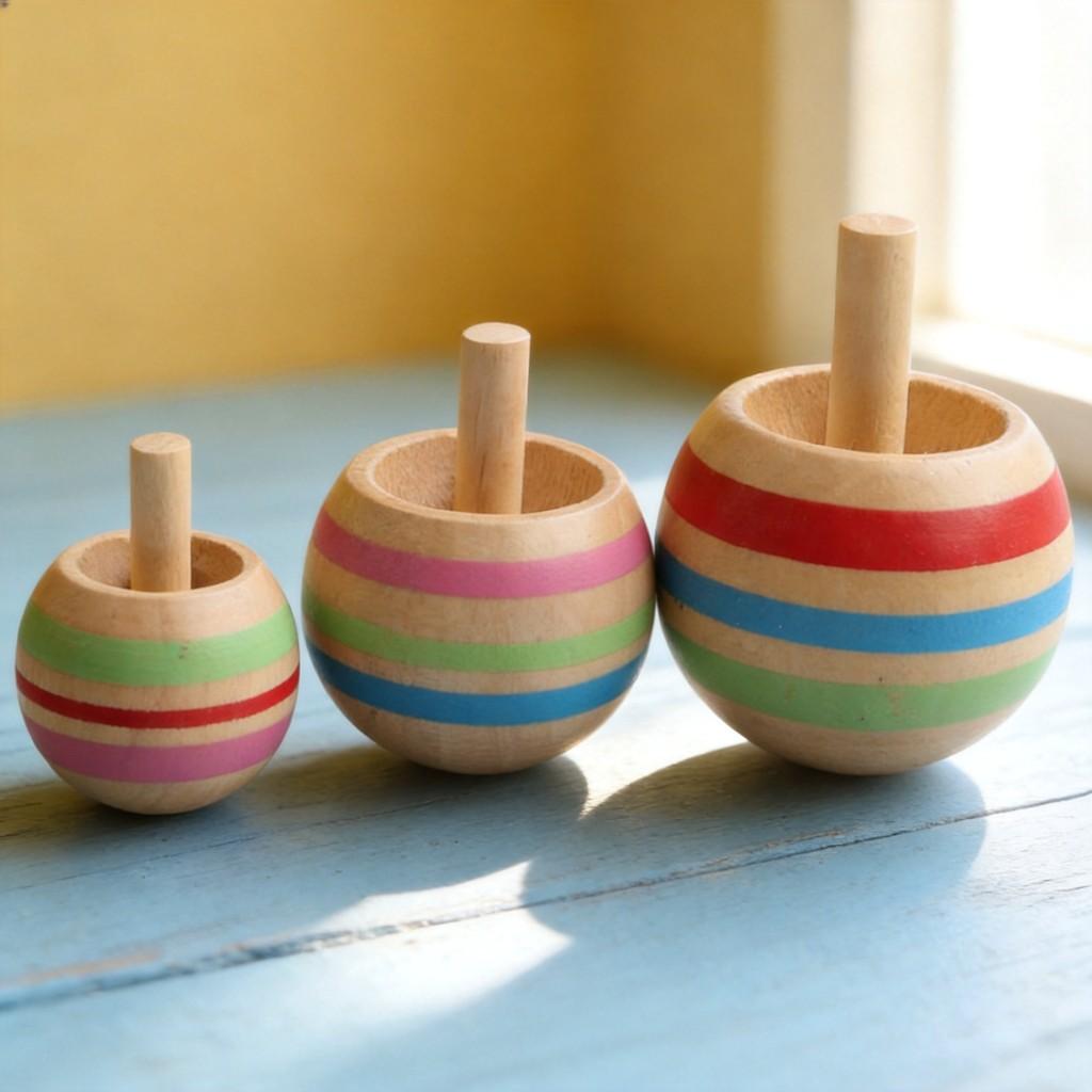 Classic Wooden Spinner Toy Pack For Entertainment And Skill Development For All Ages