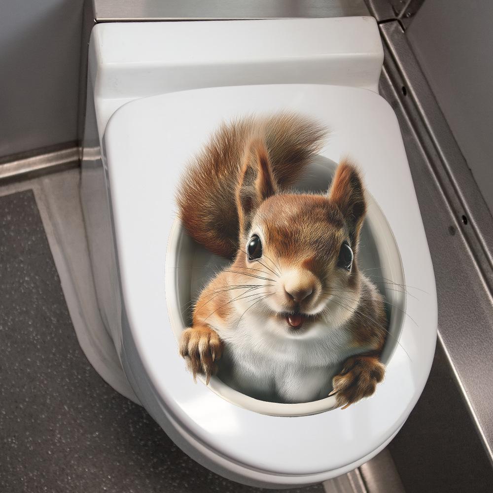 Kreative Eichhörnchen Badezimmer Toilette Dekorative Wandaufkleber