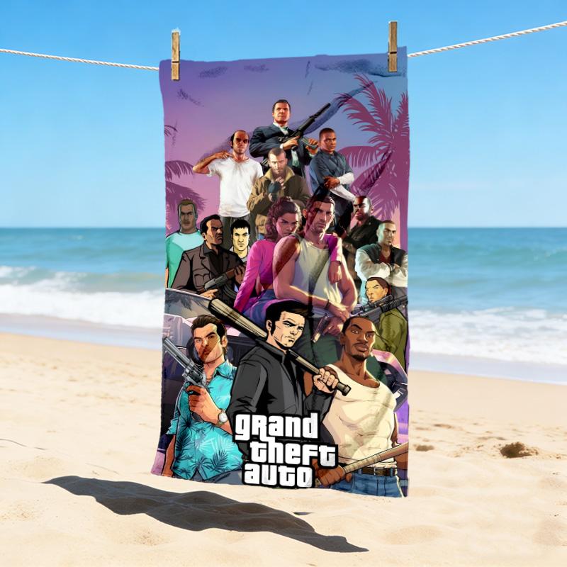 Gta V Stylish Digital Printing Beach Towel Quick Drying Absorbent Blanket For Beach Pool Gym Travel Christmas Gift C9211700