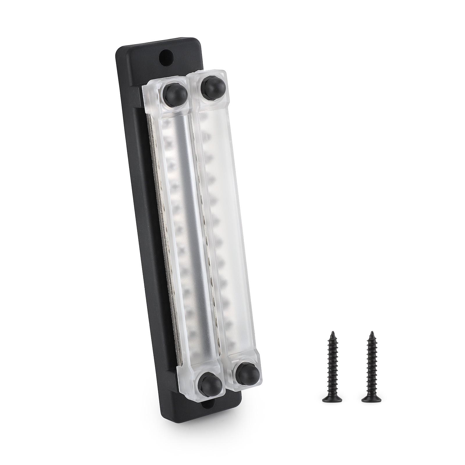 New Dual Row 12 Terminal 150A Bus Bar Kit, 24 Way High Current Power Distribution Block Ground Terminal for Car Boat Trailer RV чёрный