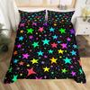 Kawaii Glitter Stars Duvet Cover Rainbow Glowing Star Bedding Sets Single Queen Size Psychedelic Space Cosmos Comforter Cover