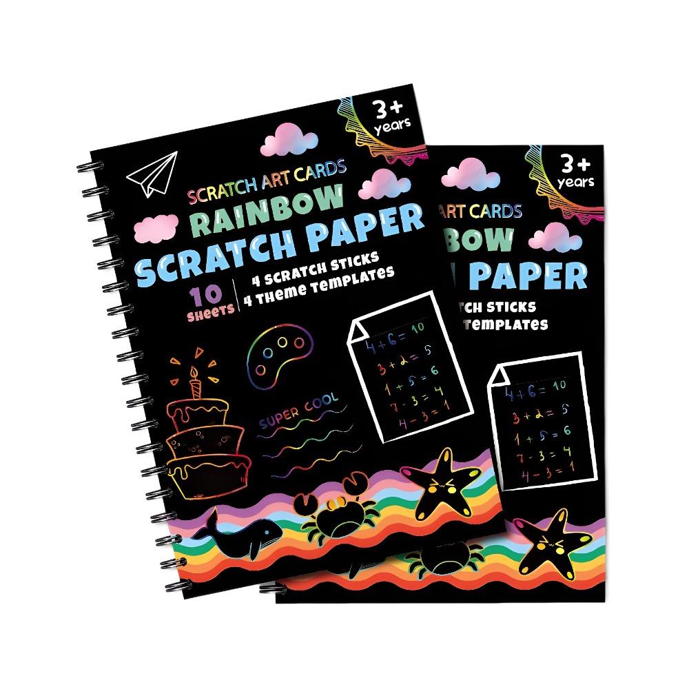 Smooth Color Drawing Paper Colorful Glitzy Paper Note Creative Rainbow Scratch Book  Kids Gift