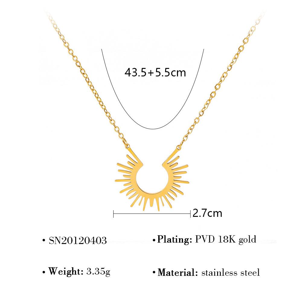 Wind Simple Sunflower Titanium Steel Women'S Short Necklace Radial Pattern Stainless Steel Necklace