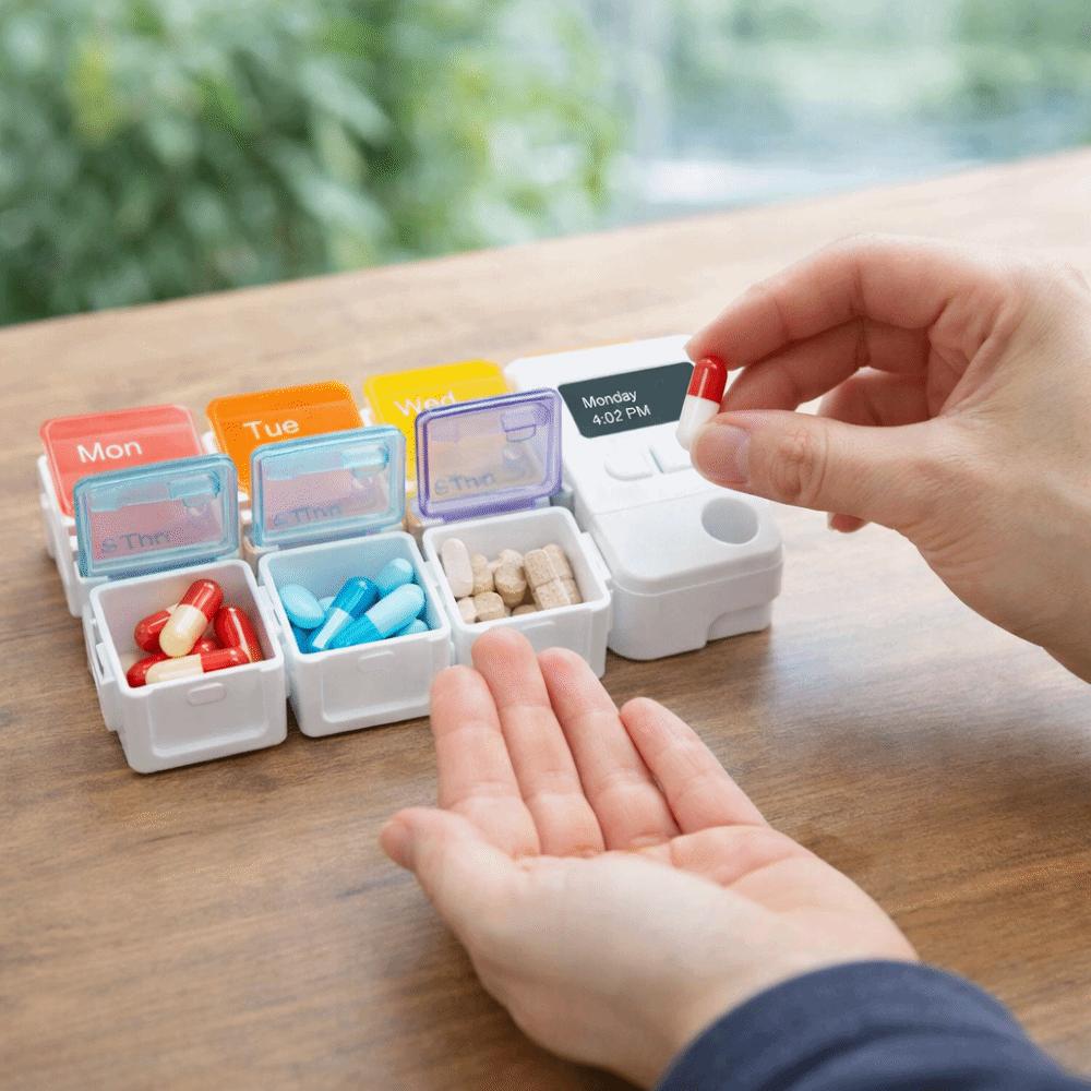Large Capacity Smart Pill Case Reminder 7 Lattice Weekly Pill Organizer Colorful Drug Container Supplement Organizer