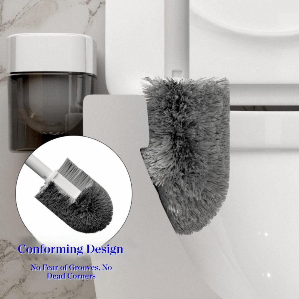 Hemispherical Brush Head Toilet Brush Groove Design Wall Mount Brush Apartment Living