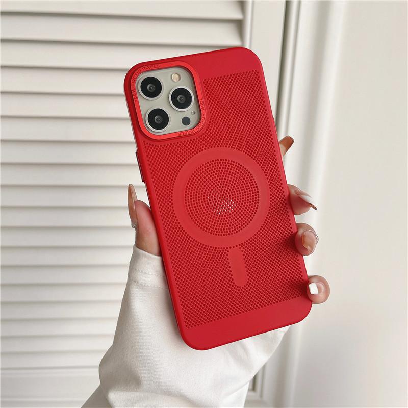 Camera Big Hole Grid Heat Dissipation Magnetic PC Case For iPhone 12 11 Pro Max Non-Slip Anti-fingerprint Back Protector Shell Cover