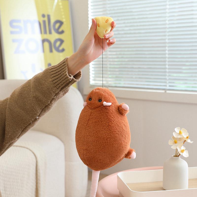 Pull String Cheese Rat Soft Stuffed Plush Toys Big Mouse Dolls Throw Pillow Cute Rats Stuffed Plushies Gifts For Girls Boys Kids