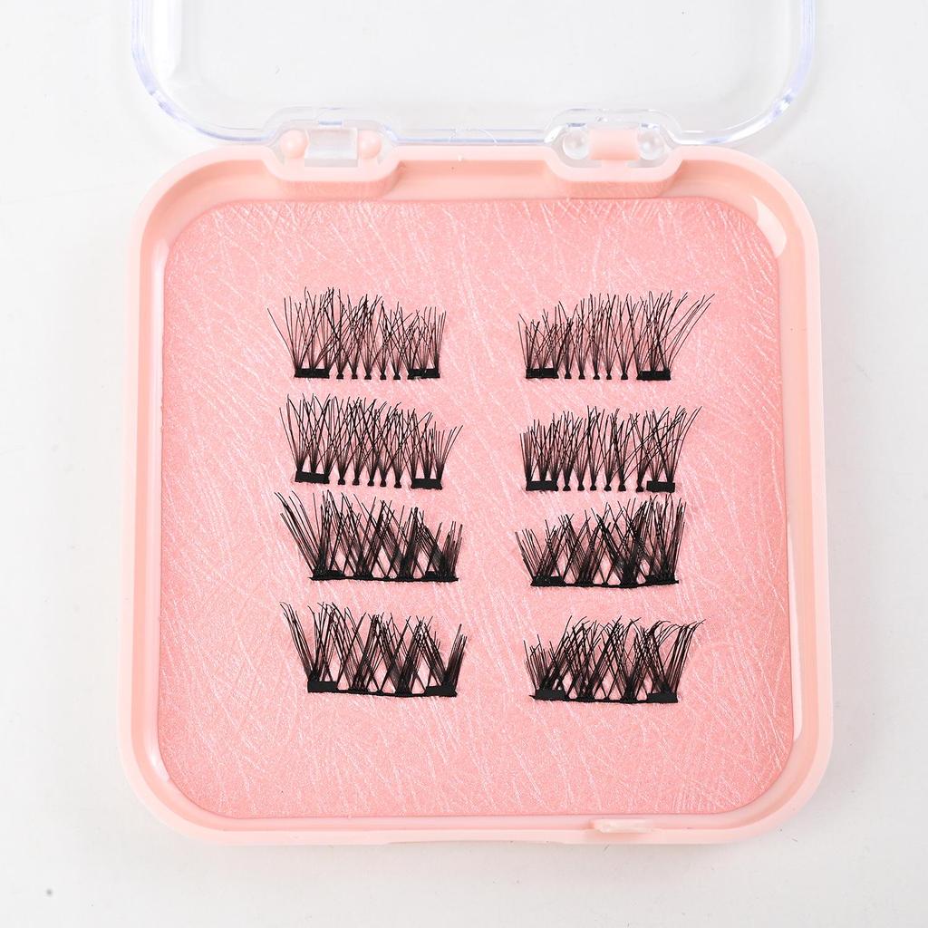 Tragbare magnetische künstliche Wimpern mit Pinzette - Neuer Stil, Rosa quadratisch-runde Box, Lang & Schlank.