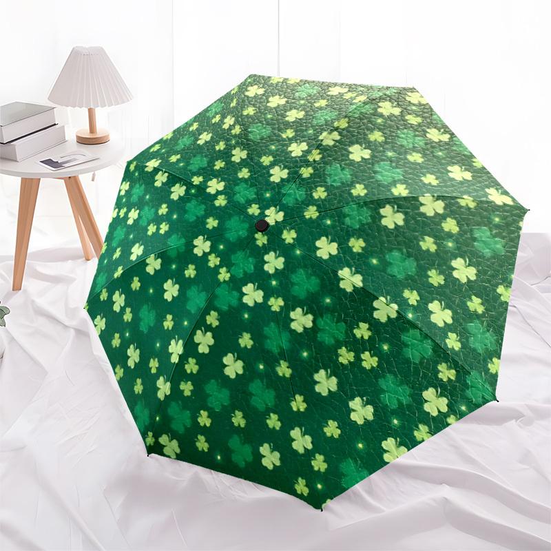 1pc Clover Pattern Automatic Opening/Closing Umbrella with Operation & Windproof Canopy - Folding Design, Holiday Gift yy260225109