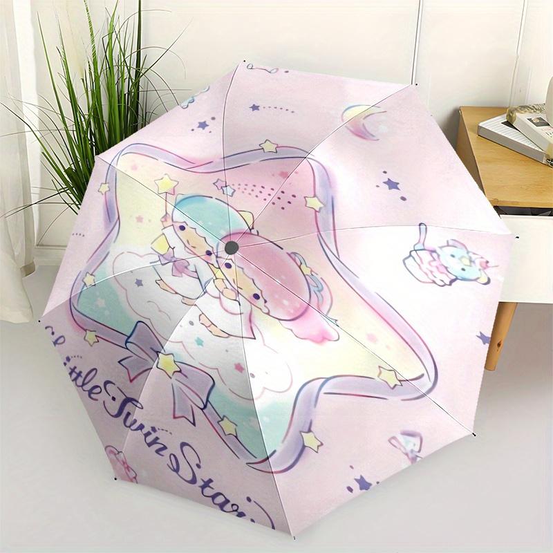 

Little Twin Stars,Cute Characters Automatic Folding Umbrella-Simple 8-Rib Design, Bright Cartoon Pattern, Durable Iron Frame, Suitable For T