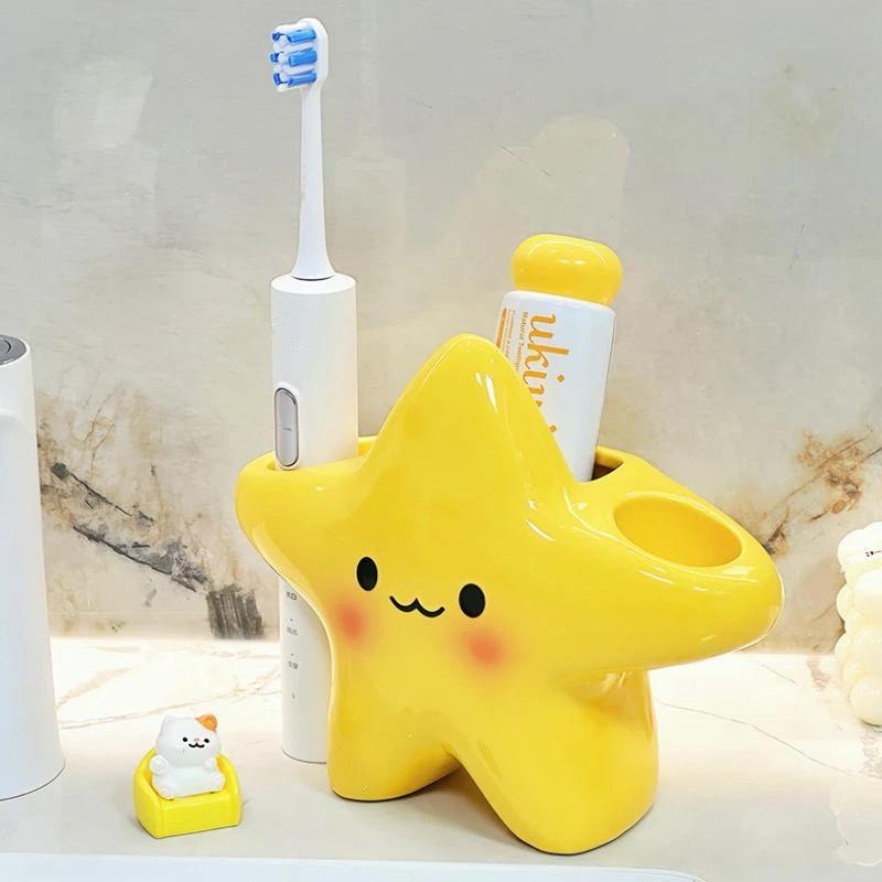 1Pc Creative Plastic Pen Holder Star Shaped Waterproof Electric Toothbrush Holder Space Saving Portable Toothbrush Storage Rack
