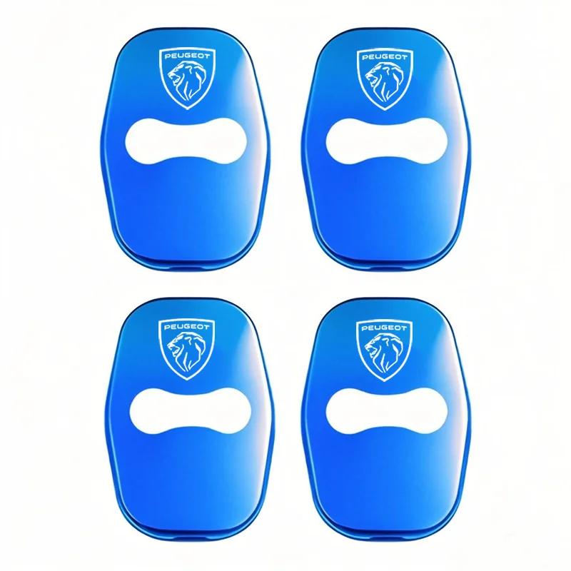 Autocollant de Voiture 2025 Chaud 4 Pièces Boucle de Verrouillage de Porte de Voiture Housses de Protection Couvercle en Alliage de Zinc Pour Peugeot 408 4008 308 3008 Rifter 5008 508