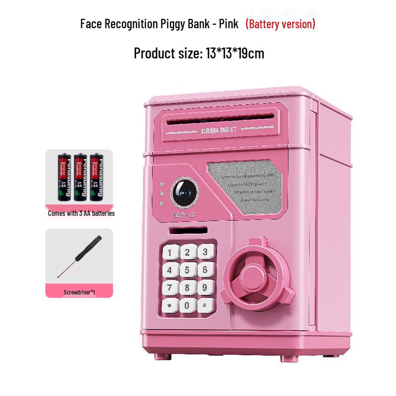 Children's Smart Face Recognition Piggy Bank with Deposit/Withdraw Function and Automatic Bill Rolling