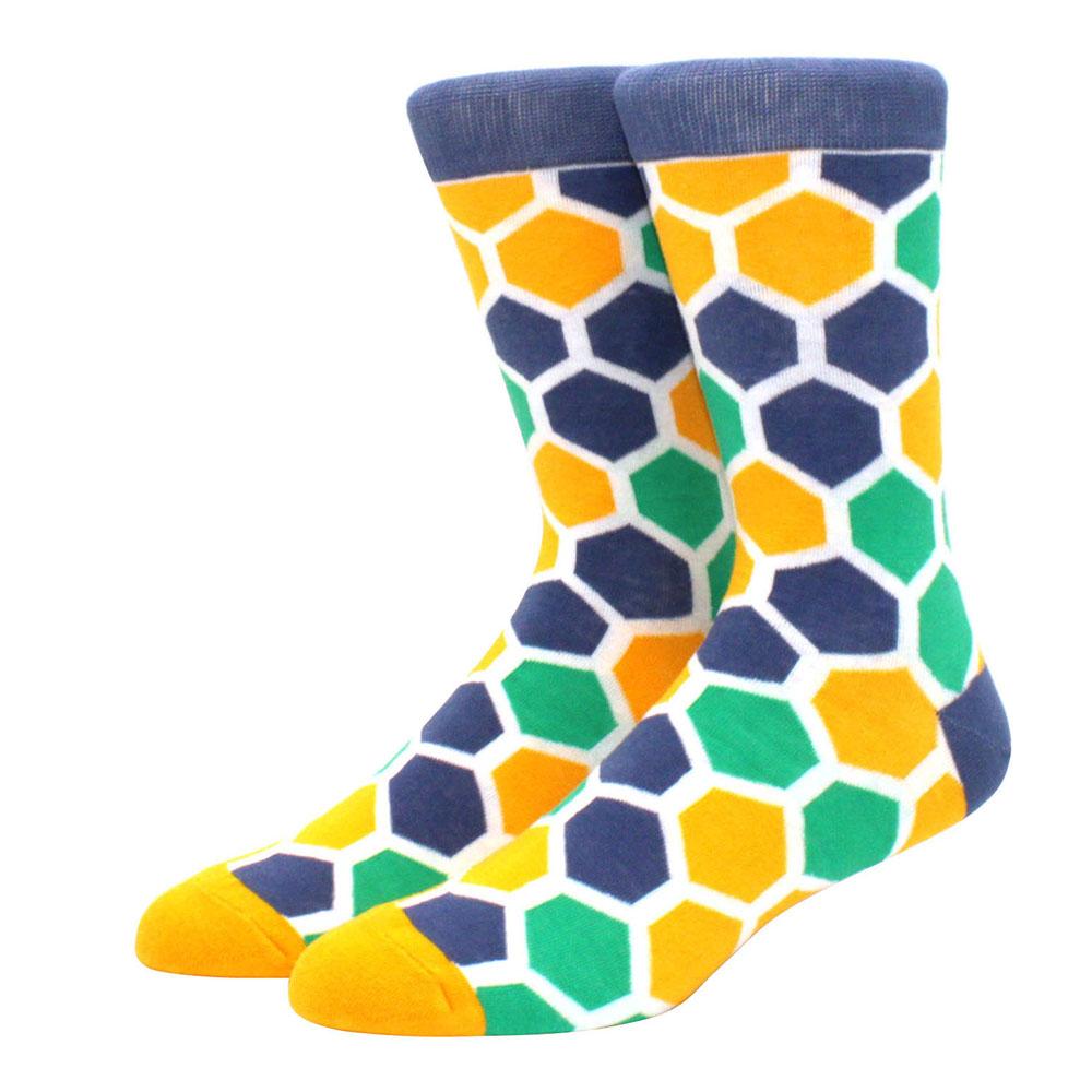 Herr Kammade Bomullsstrumpor Roliga Glad Novelty Långa Crew Strumpor Astronaut Djur Romb Galet Roliga Funky Skateboard Strumpor Färgglada