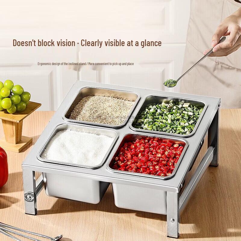 HUIHUADU Stainless Steel 6-Compartment Slanted Spice Rack